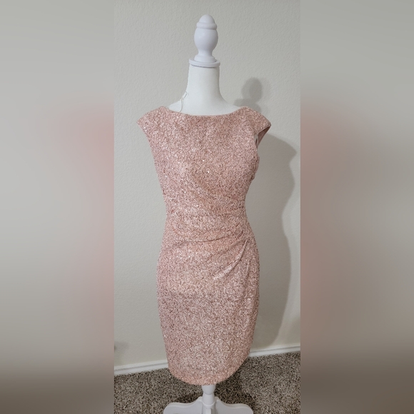 Vince Camuto Size 4 Pale Pink Sequin And Lace Dress - Picture 1 of 7